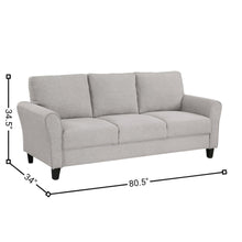 Sand Color Upholstered 3 Seater Couch, Elegant Small Sofa Couch for Living Rooms