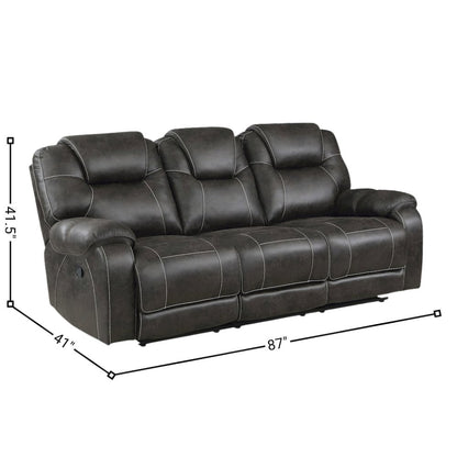 Chocolate Microfiber Double Reclining Sofa