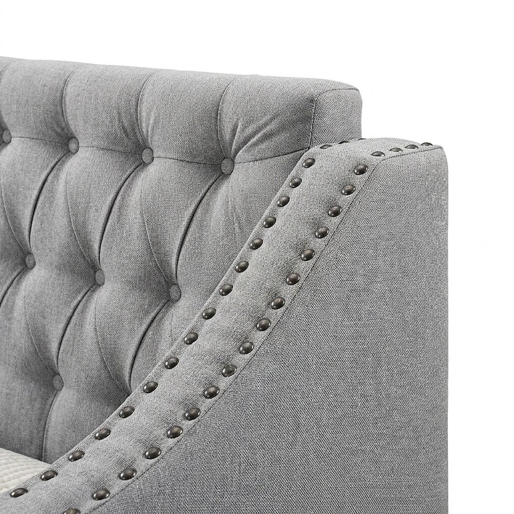 Tulney Fabric Upholstered Twin Daybed with Trundle, Sofa Bed, Gray