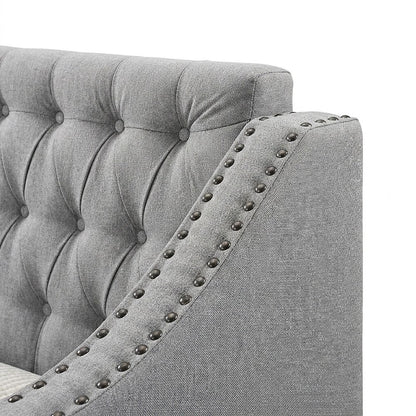 Tulney Fabric Upholstered Twin Daybed with Trundle, Sofa Bed, Gray