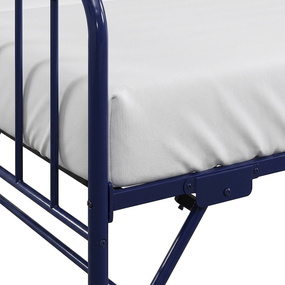 Metal Constance Twin Daybed with Trundle, Steel Slat Sofa Bed Frame, Navy Blue