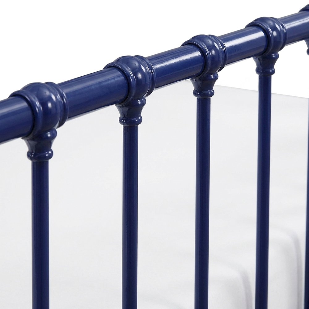 Metal Constance Twin Daybed with Trundle, Steel Slat Sofa Bed Frame, Navy Blue