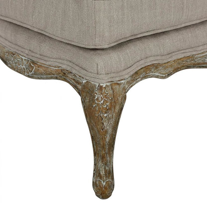 Linen Fabric Ottoman, Textured Neutral Minimalist Seating