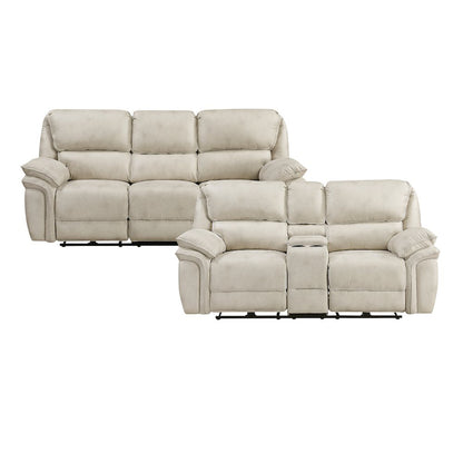 Proctor Microfiber 2pc Set: Sofa, Love (Power) in Sand