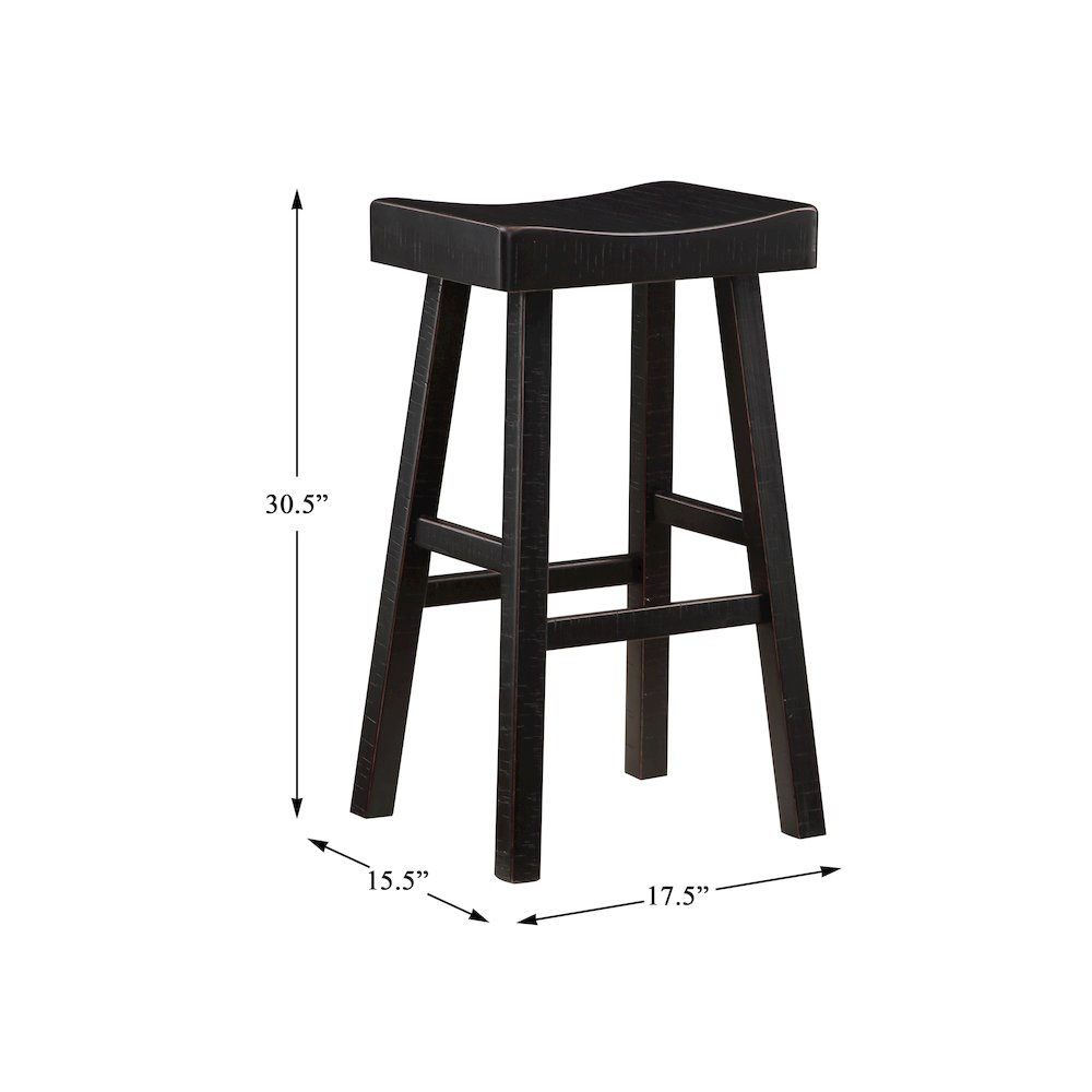Caspian Solid Wood 29" Stool, Black color in Black finish