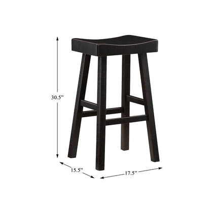 Caspian Solid Wood 29" Stool, Black color in Black finish