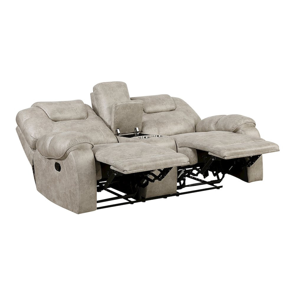 Gainesville Microfiber 2pc Set: Sofa, Love in Pewter