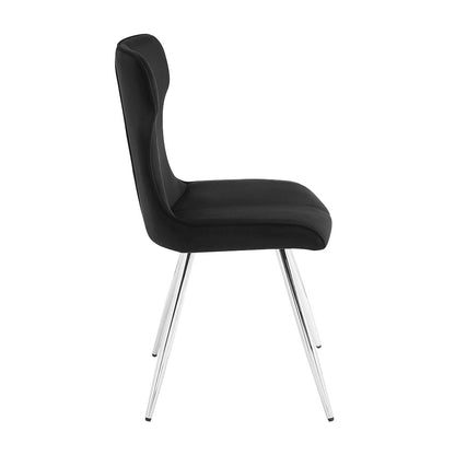Topeka Velvet Dining Side Chair, Set of 2 in Black