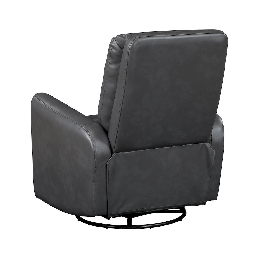 Dimitri Faux Leather Swivel Glider Reclining Chair in Gray