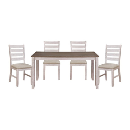 Ithaca Asian Hardwood 5-Piece Dining Set in Grayish White and Brown