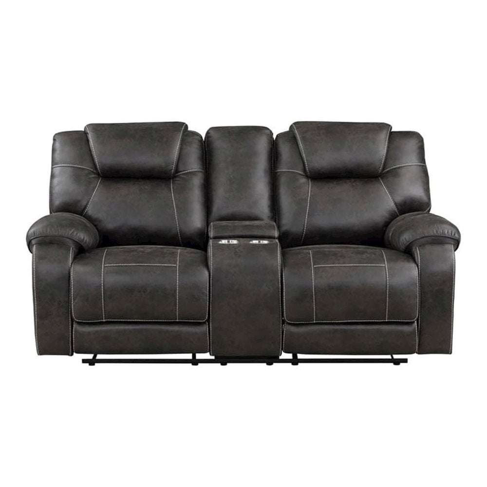 Brown Reclining Loveseat with Manual Recliner Chairs and Double Recliner