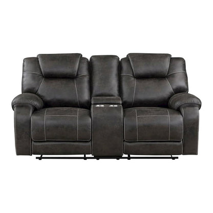 Brown Reclining Loveseat with Manual Recliner Chairs and Double Recliner