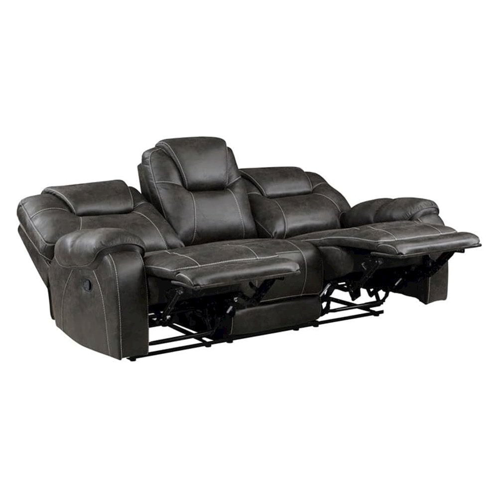 Chocolate Microfiber Double Reclining Sofa