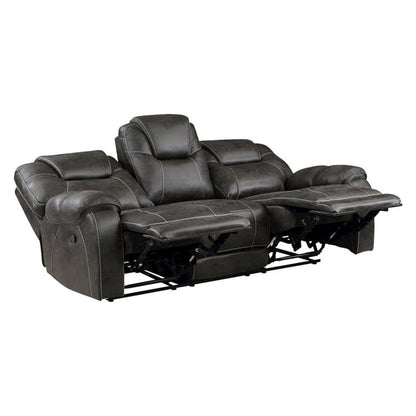Chocolate Microfiber Double Reclining Sofa