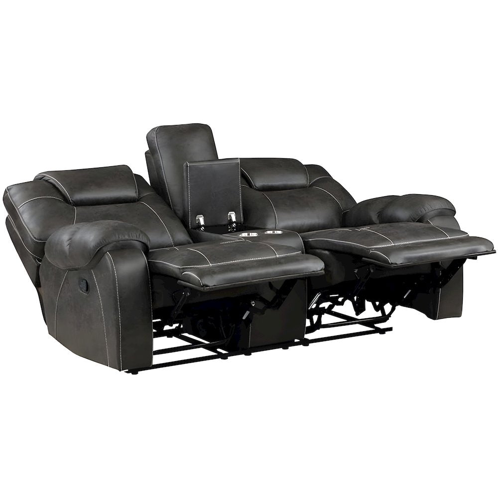 Brown Reclining Loveseat with Manual Recliner Chairs and Double Recliner