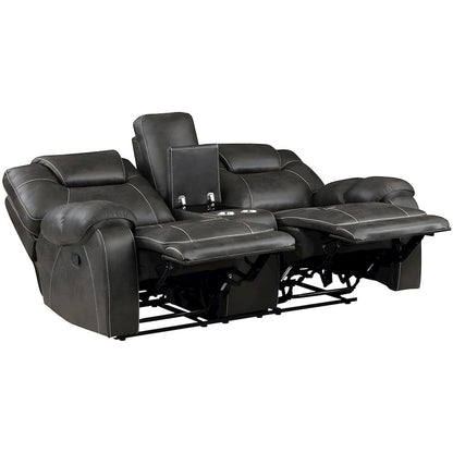 Brown Reclining Loveseat with Manual Recliner Chairs and Double Recliner