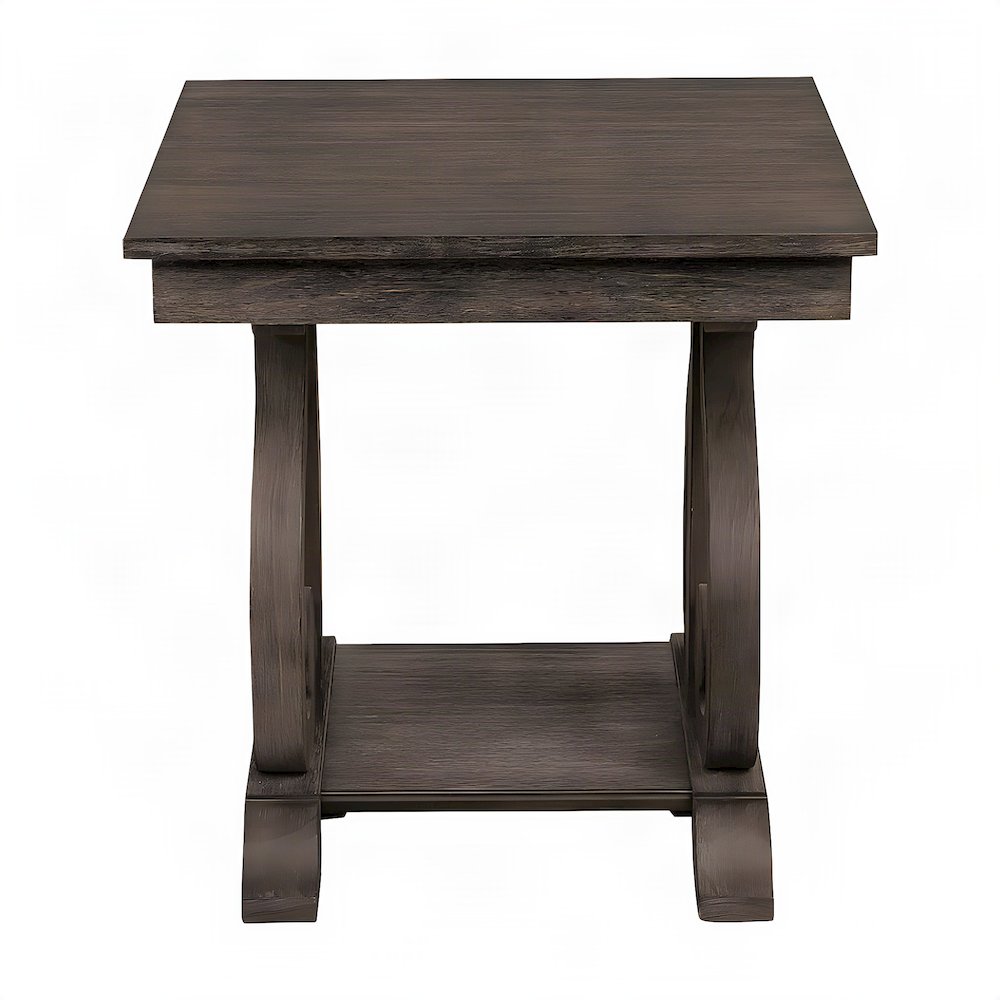 Toulon Pine End Table with Wire-Brushed Finish, Wire-Brushed Power Glaze Oak