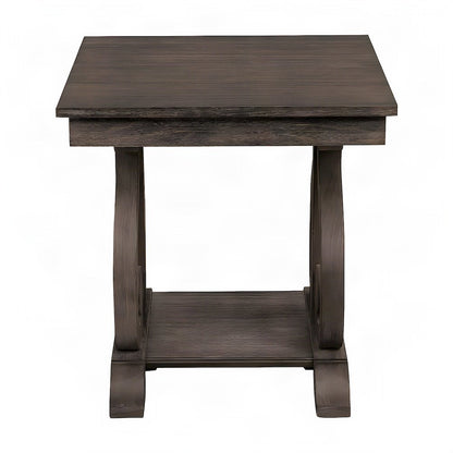 Toulon Pine End Table with Wire-Brushed Finish, Wire-Brushed Power Glaze Oak