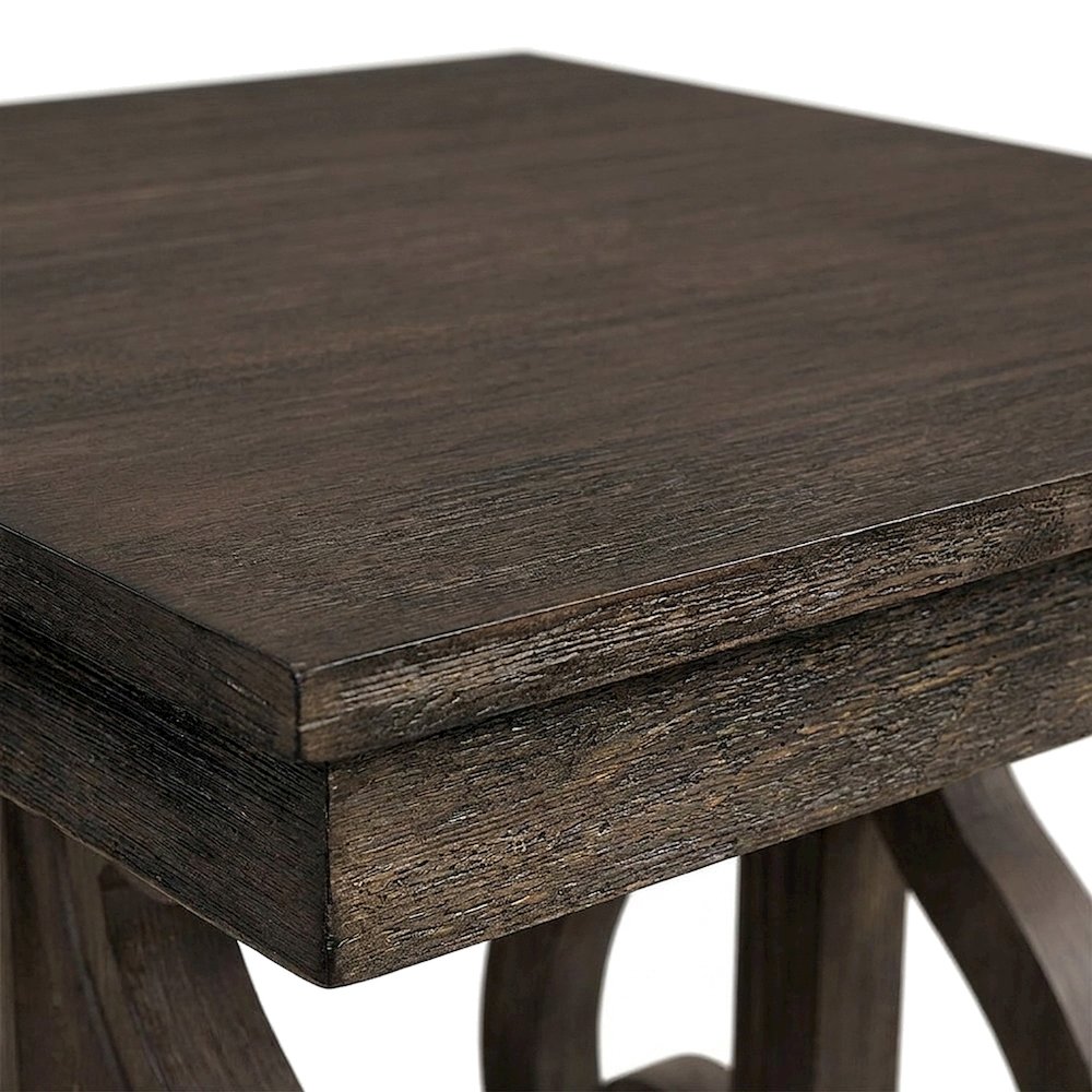 Toulon Pine End Table with Wire-Brushed Finish, Wire-Brushed Power Glaze Oak