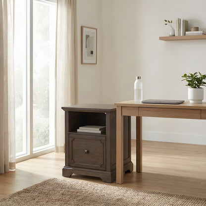 Pine Rolling Lateral File Cabinet on Casters, Wire-Brushed Power Glaze Oak