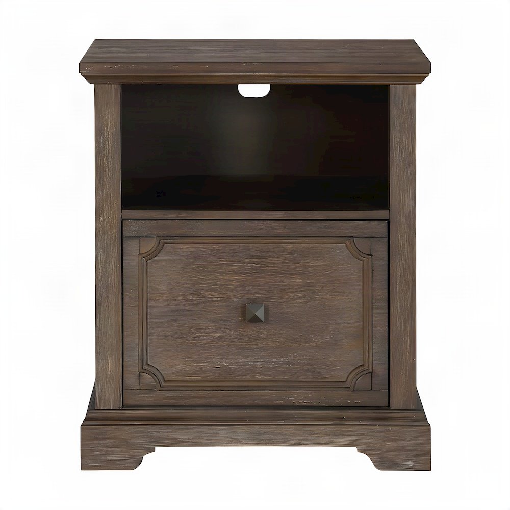 Pine Rolling Lateral File Cabinet on Casters, Wire-Brushed Power Glaze Oak