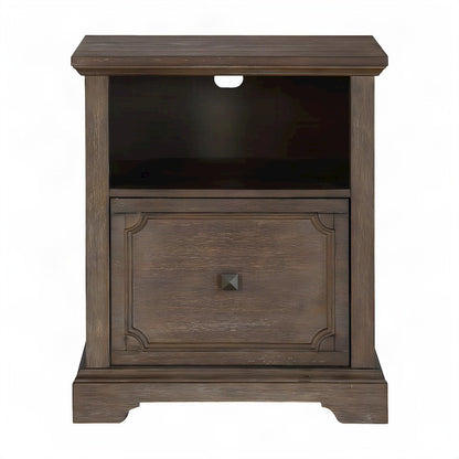 Pine Rolling Lateral File Cabinet on Casters, Wire-Brushed Power Glaze Oak