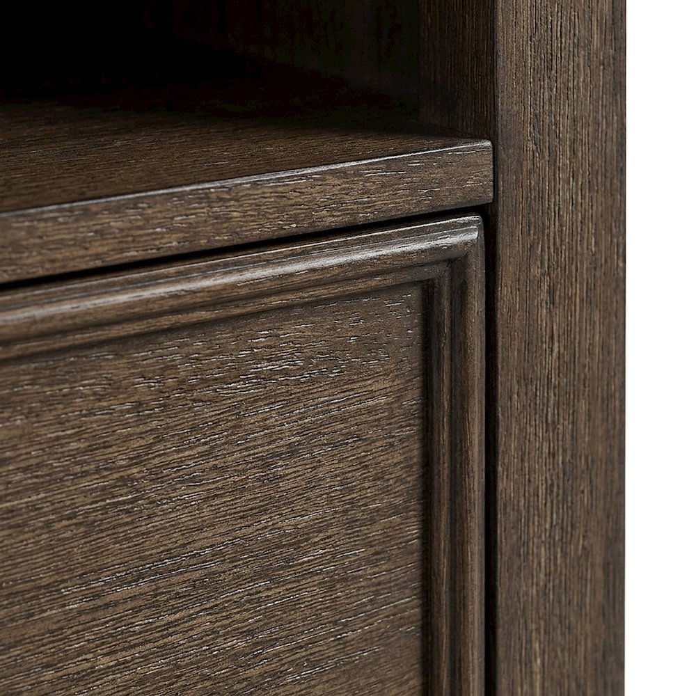 Pine Rolling Lateral File Cabinet on Casters, Wire-Brushed Power Glaze Oak