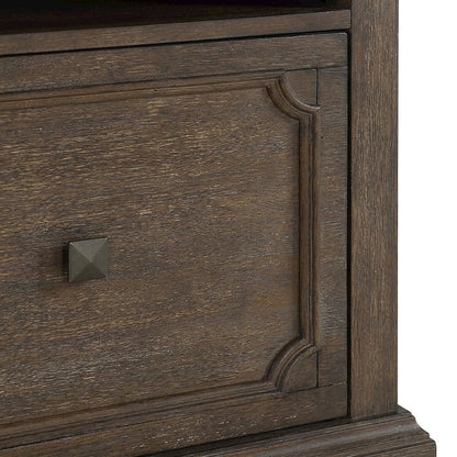Pine Rolling Lateral File Cabinet on Casters, Wire-Brushed Power Glaze Oak