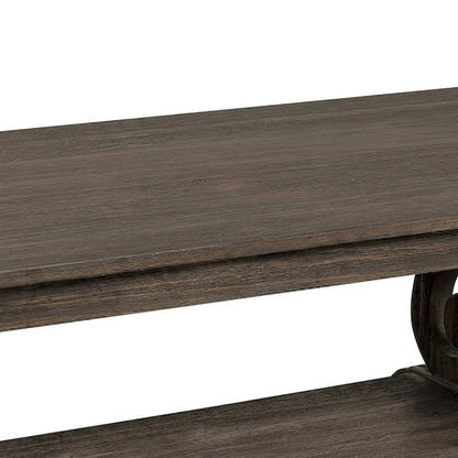 Toulon Solid Pine Farmhouse Rectangle Coffee Table, Wire-Brushed Power Glaze Oak