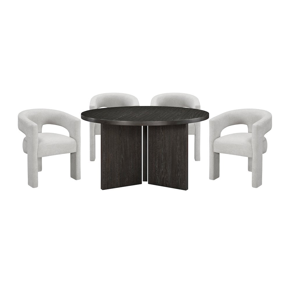 Marais Asian Hardwood 5-Piece Dining Set in Ebony
