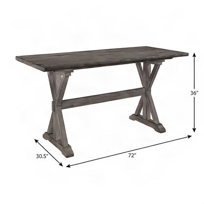 Solid Wood Counter Height Dining Table, Bar Height Pub Table, Gray