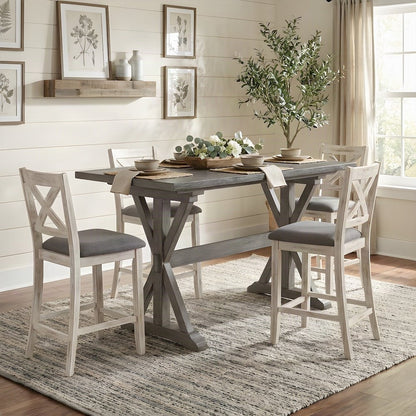 Solid Wood Counter Height Dining Table, Bar Height Pub Table, Gray