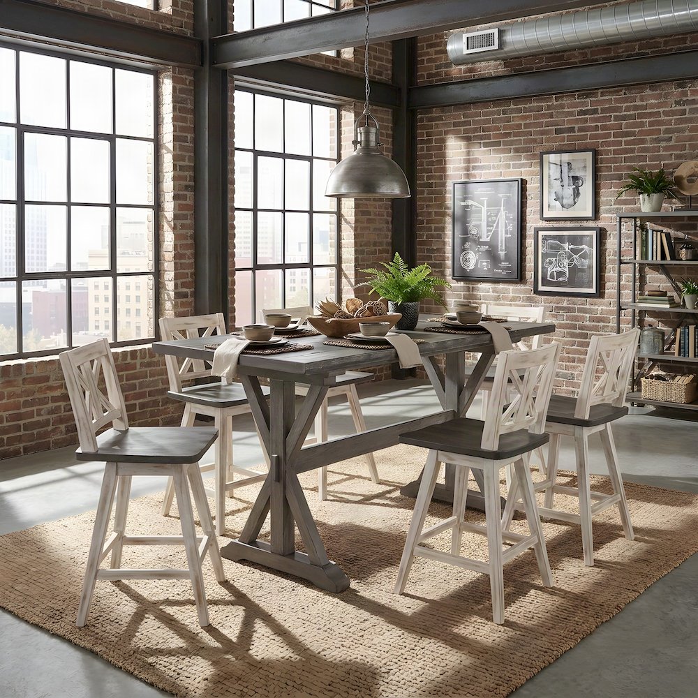 Solid Wood Counter Height Dining Table, Bar Height Pub Table, Gray