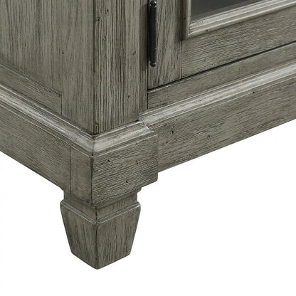 Pine Wood TV Stand with Open Shelves, 2-Tone Antique White and Rosy Brown
