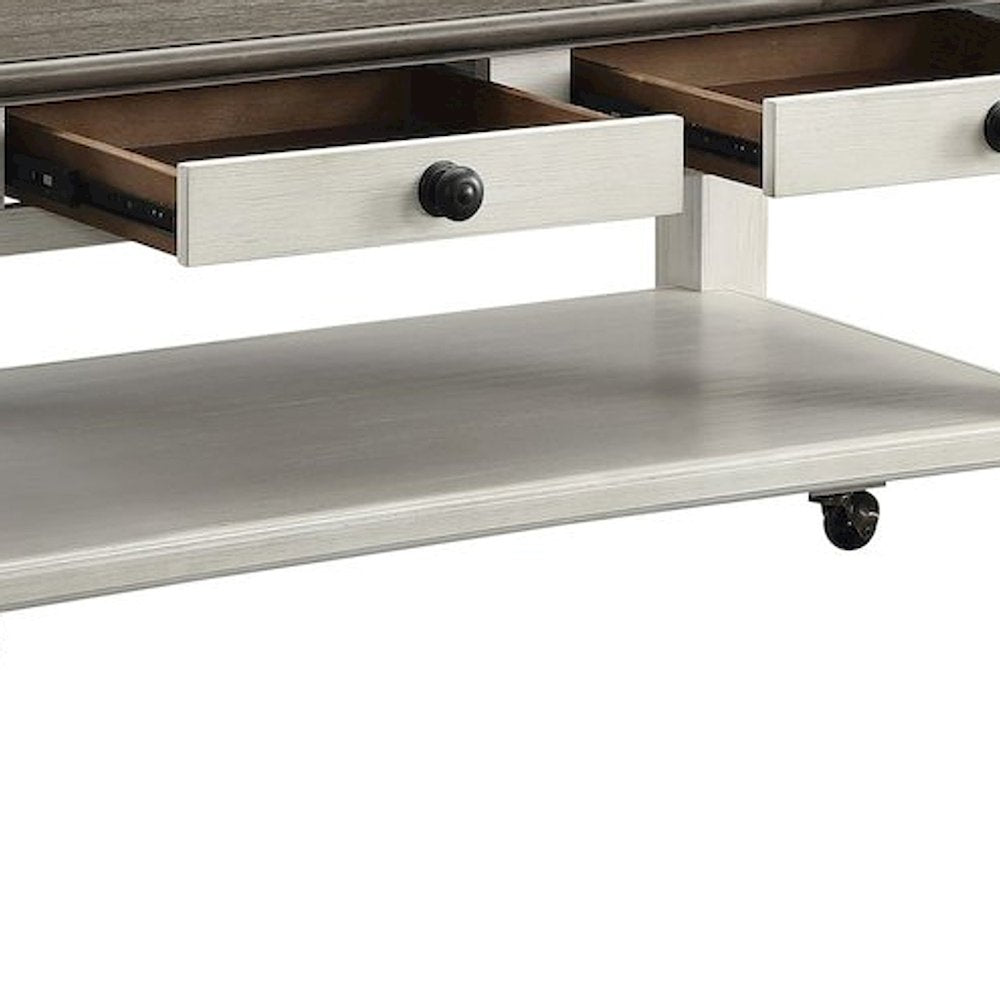 Granby Solid Pine Farmhouse Cocktail Table, 2-Tone Rosy Brown and Antique White