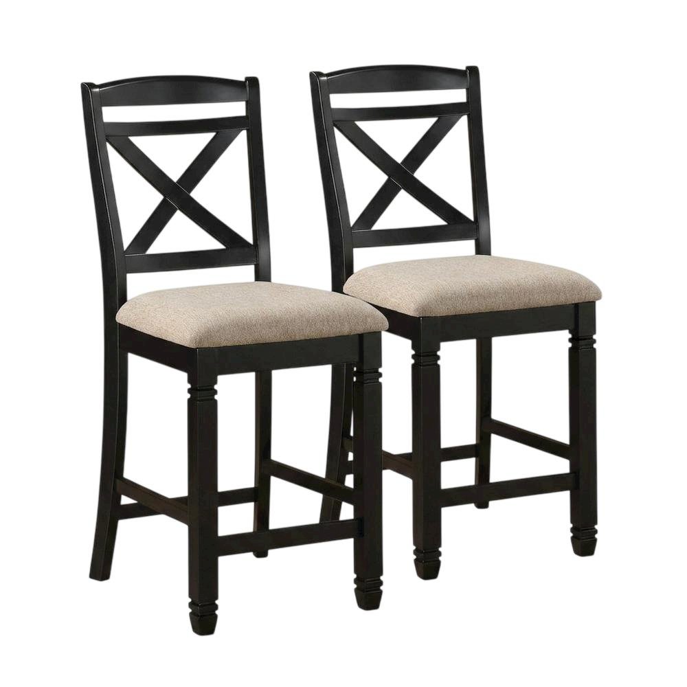 Baywater Wood Counter Height Dining Chairs with Back, Beige, Set of 2