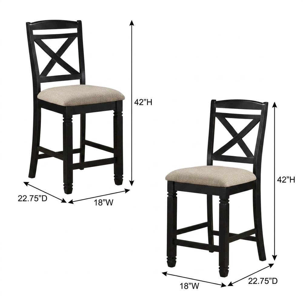 Baywater Wood Counter Height Dining Chairs with Back, Beige, Set of 2