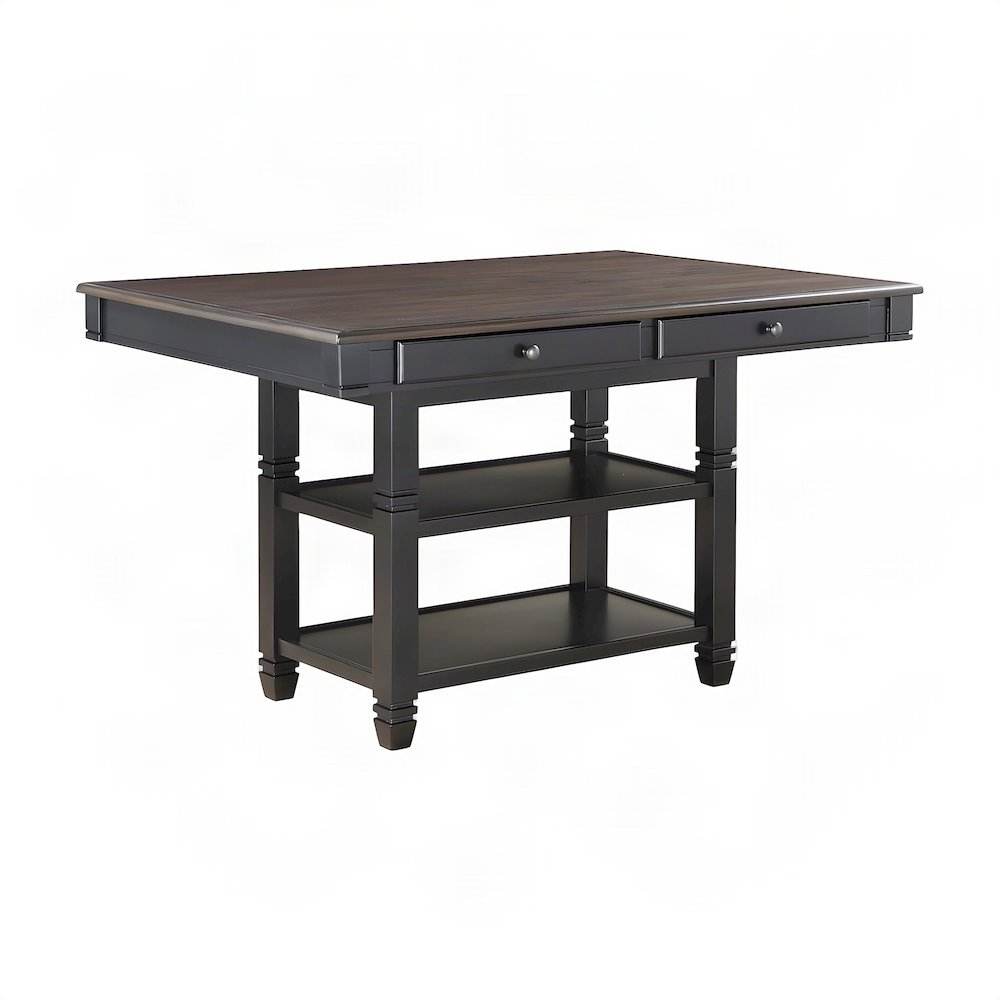 Baywater Wood Counter Height Pub and Bar Dining Table, Natural and Black