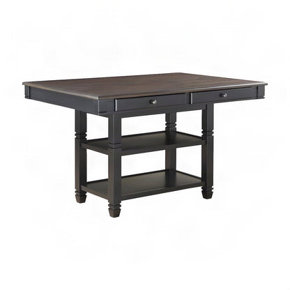 Baywater Wood Counter Height Pub and Bar Dining Table, Natural and Black
