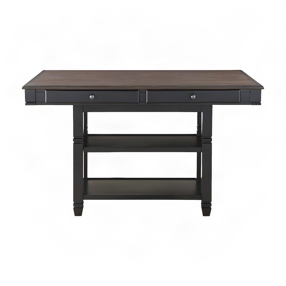 Baywater Wood Counter Height Pub and Bar Dining Table, Natural and Black