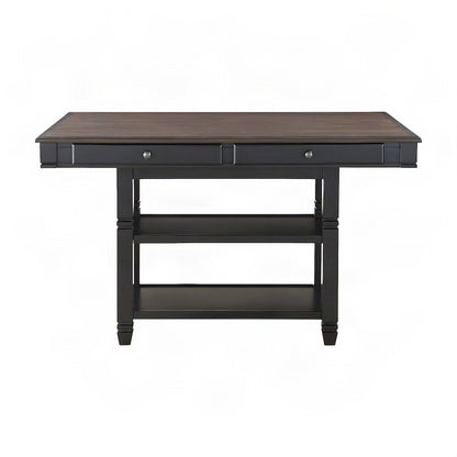 Baywater Wood Counter Height Pub and Bar Dining Table, Natural and Black