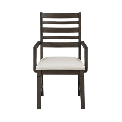 Victoria Asian Hardwood Dining Arm Chair, Set of 2 in Dark Espresso