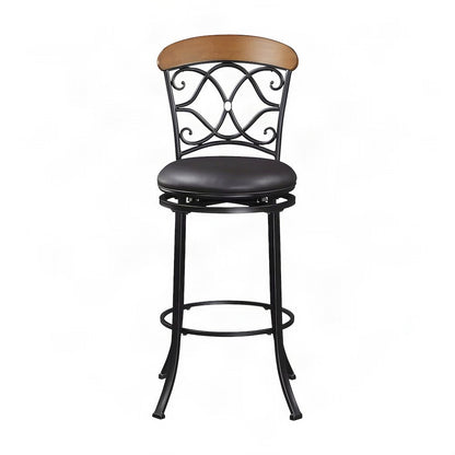 Benson Faux Leather Swivel Pub Height Bar Stool with Footrest, Brown