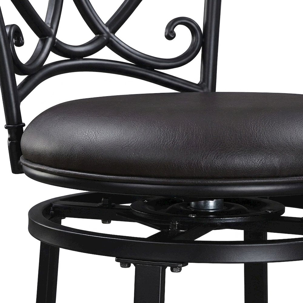 Benson Faux Leather Swivel Pub Height Bar Stool with Footrest, Brown
