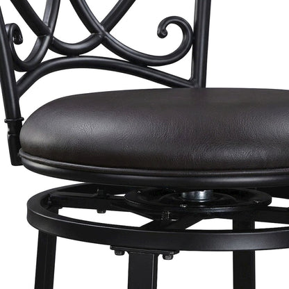 Benson Faux Leather Swivel Pub Height Bar Stool with Footrest, Brown