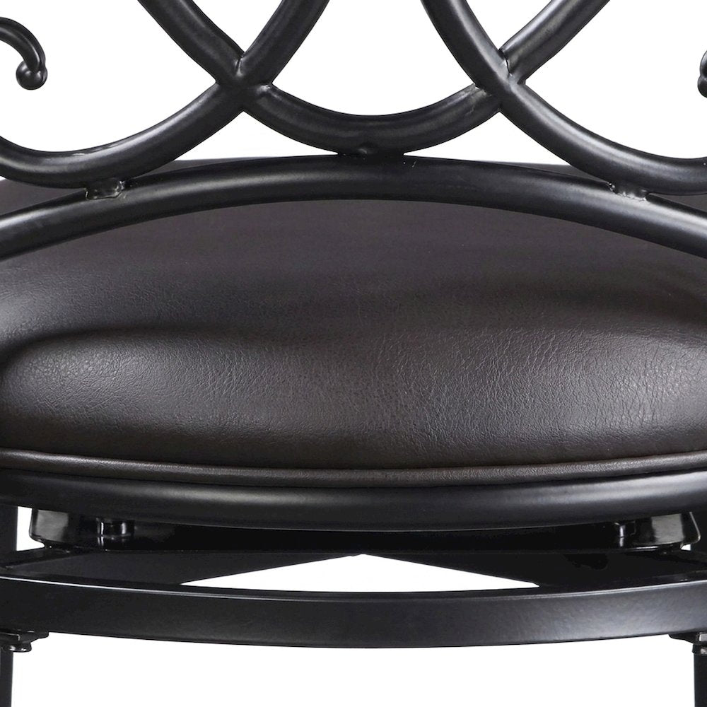 Benson Faux Leather Swivel Pub Height Bar Stool with Footrest, Brown