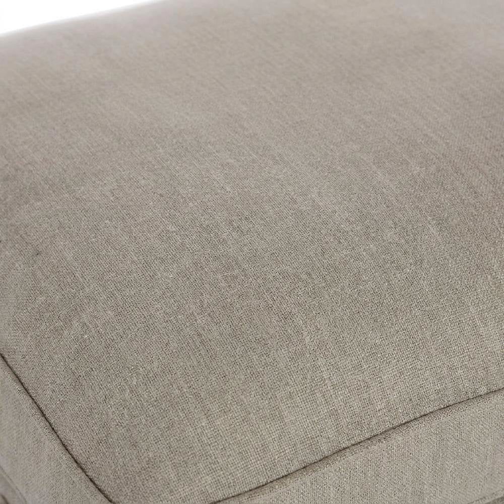 Linen Fabric Ottoman, Textured Neutral Minimalist Seating