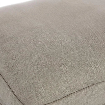 Linen Fabric Ottoman, Textured Neutral Minimalist Seating