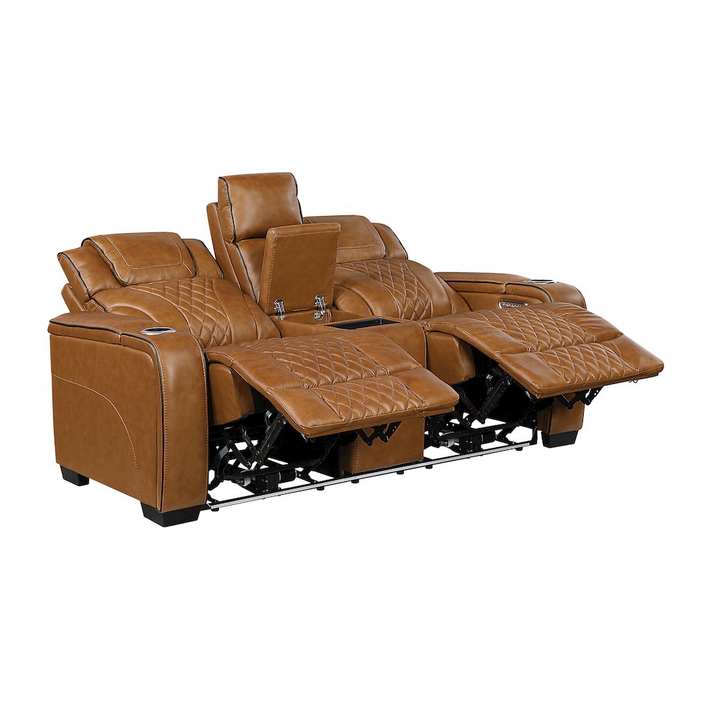 Apex Leather 2pc Set: Sofa, Love in Brown