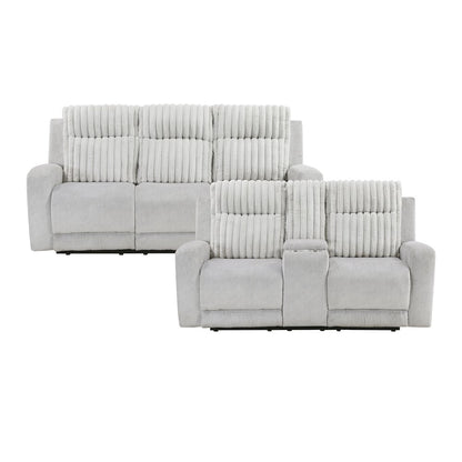 Benton Corduroy 2pc Set: Sofa, Love in Light Gray